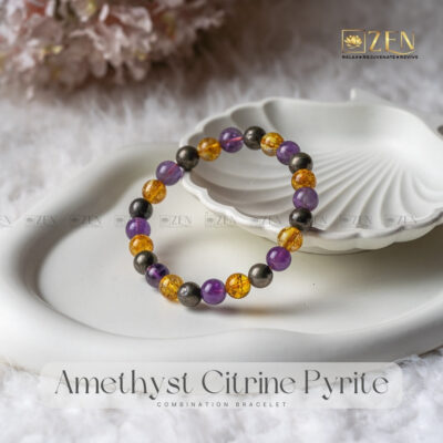 Amethyst Citrine Pyrite Combination Bracelet