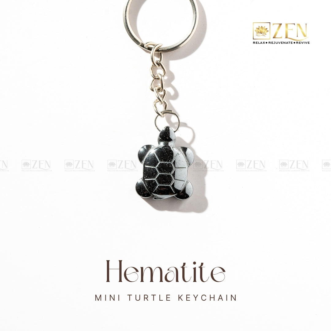 Hematite Turtle Keychain