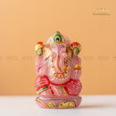 Handpainted Rose Quartz Ganesha Idol